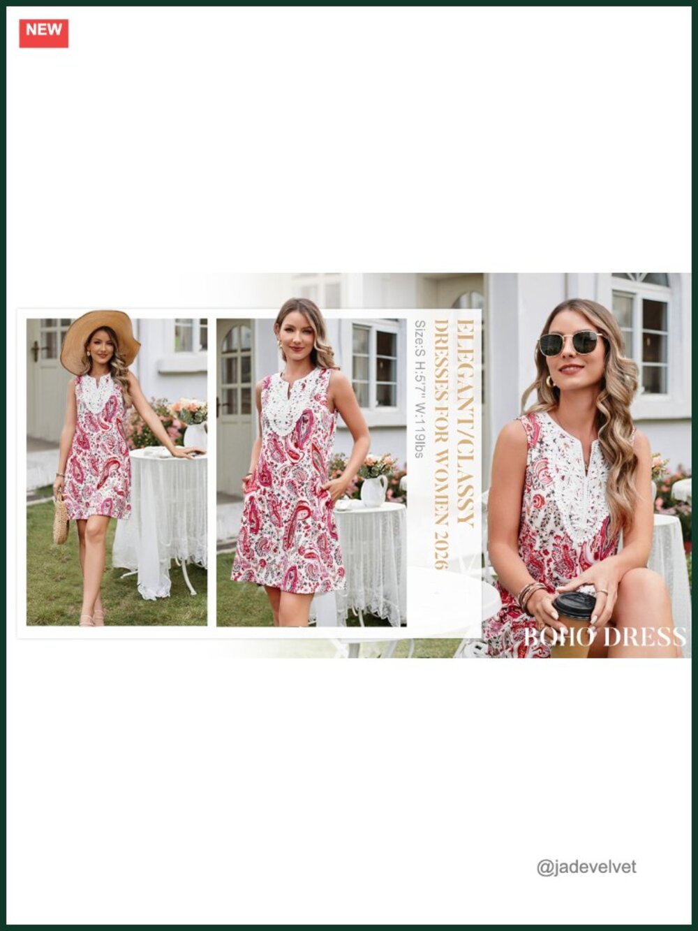 Casual V-Neck Sleeveless Boho Mini Dress with Pockets Floral Summer Travel - Picture 6 of 6